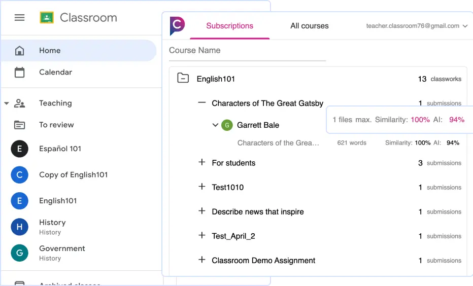 Advanced algorithms and intuitive interface: Plagiarism Checker for Google Classroom Advanced algorithms and intuitive interface: Plagiarism Checker for Google Classroom